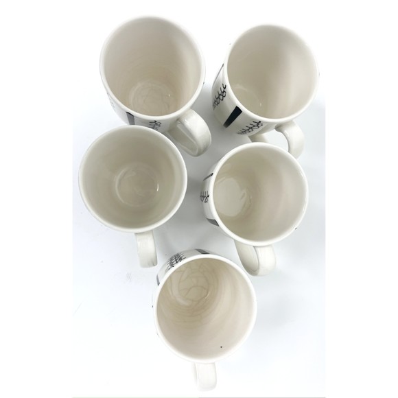 Pottery Barn Black & White Made in Brazil set of 5 Coffee Cup Mugs - Picture 4 of 5